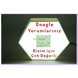 Google Yorum Standı Işıklı Altıgen (220vŞerit Led)