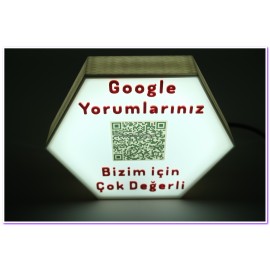 Google Yorum Standı Işıklı Altıgen (220vŞerit Led)