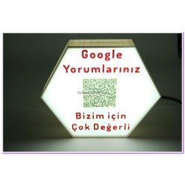 Google Yorum Standı Işıklı Altıgen (220vŞerit Led)