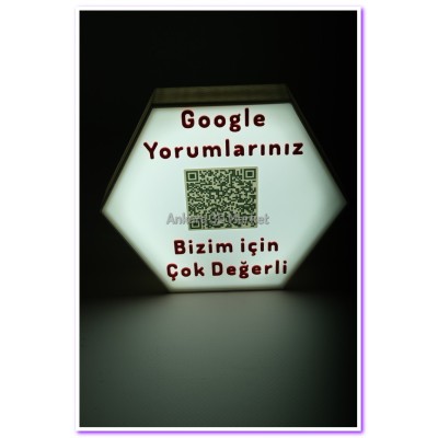 Google Yorum Standı Işıklı Altıgen (220vŞerit Led)