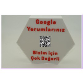 Google Yorum Standı Altıgen (12v RGB Şerit Led)