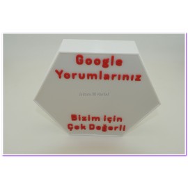 Google Yorum Standı Altıgen (12v RGB Şerit Led)