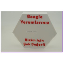 Google Yorum Standı Altıgen (12v RGB Şerit Led)