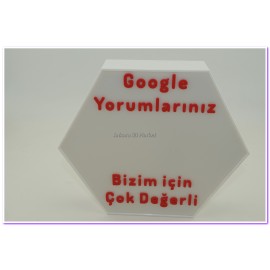 Google Yorum Standı Altıgen (12v RGB Şerit Led)