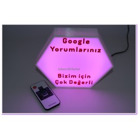 Google Yorum Standı Altıgen (12v RGB Şerit Led)