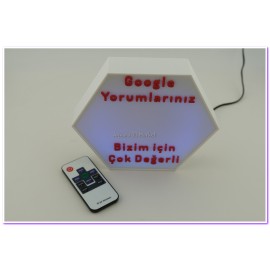 Google Yorum Standı Altıgen (12v RGB Şerit Led)