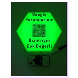 Google Yorum Standı Altıgen (12v RGB Şerit Led)