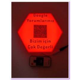 Google Yorum Standı Altıgen (12v RGB Şerit Led)