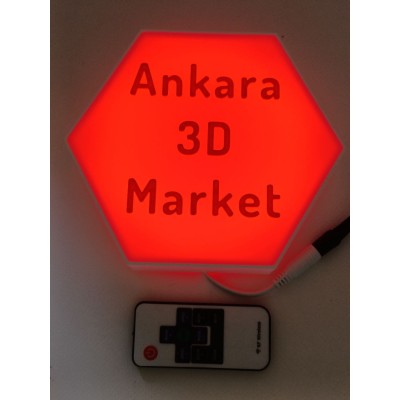 Kişiye Özel Gece Lambası Altıgen  (12v Çok Renkli RGB Şeritt Led)
