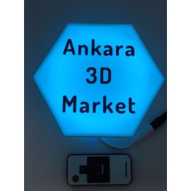 Kişiye Özel Gece Lambası Altıgen  (12v Çok Renkli RGB Şeritt Led)